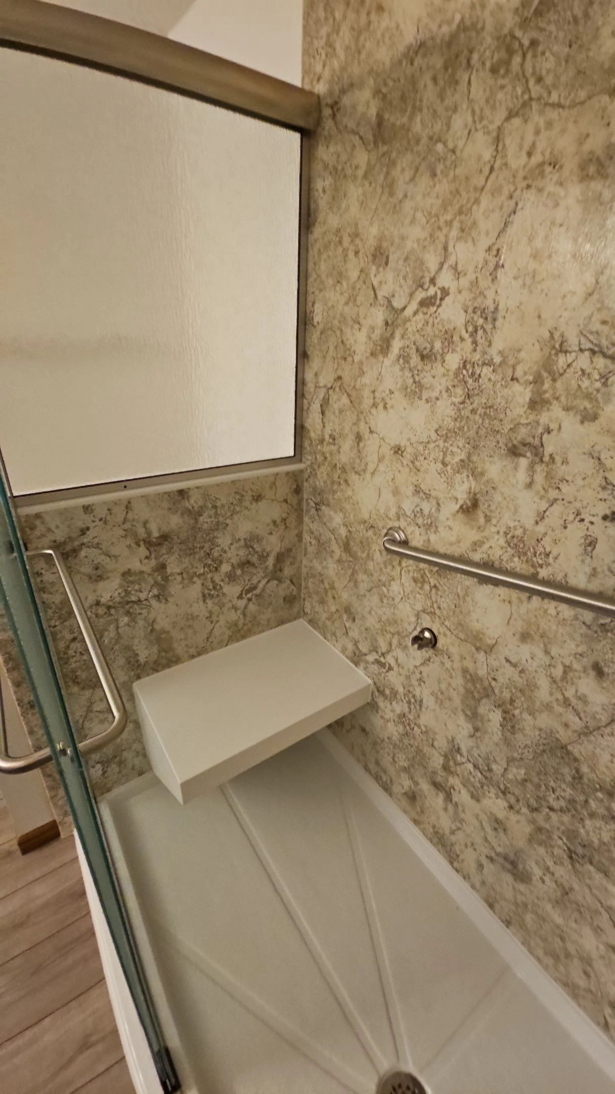 Hurt bathroom after renovation — acrylic shower enclosure by BMW Renovations